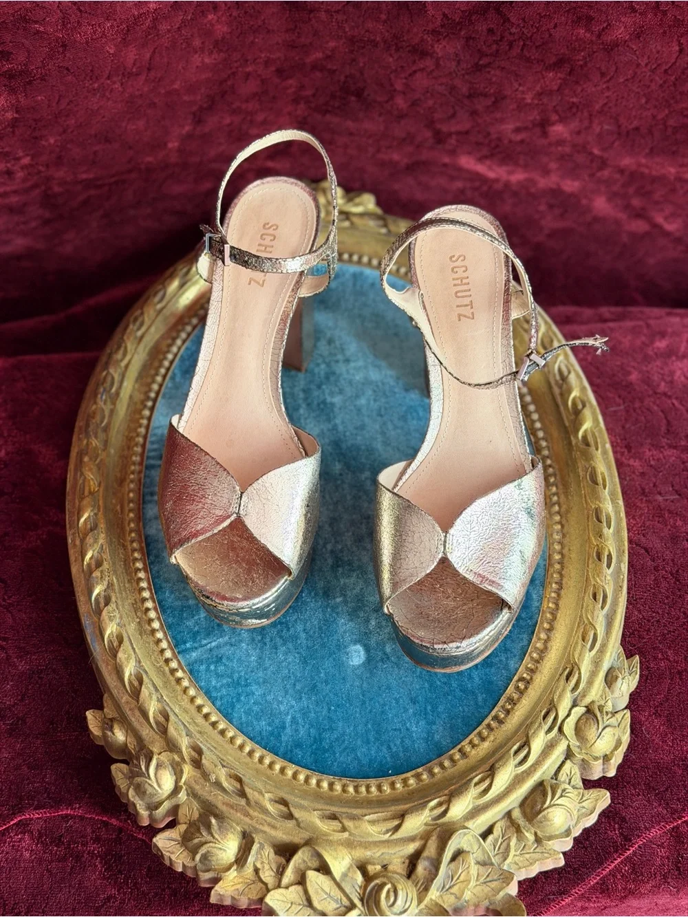 SCHUTZ Metallic Gold Platform Sandal